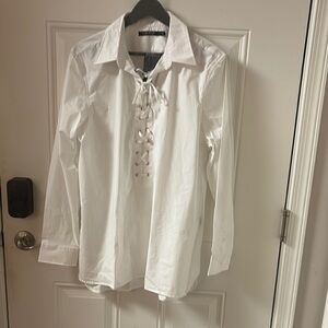 Lauren Ralph Lauren White Corset-Style Blouse